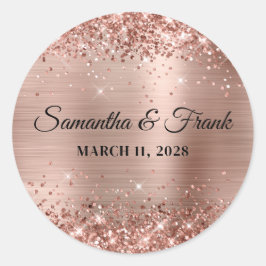 Glittery Rose Gold Foil Wedding Runder Aufkleber