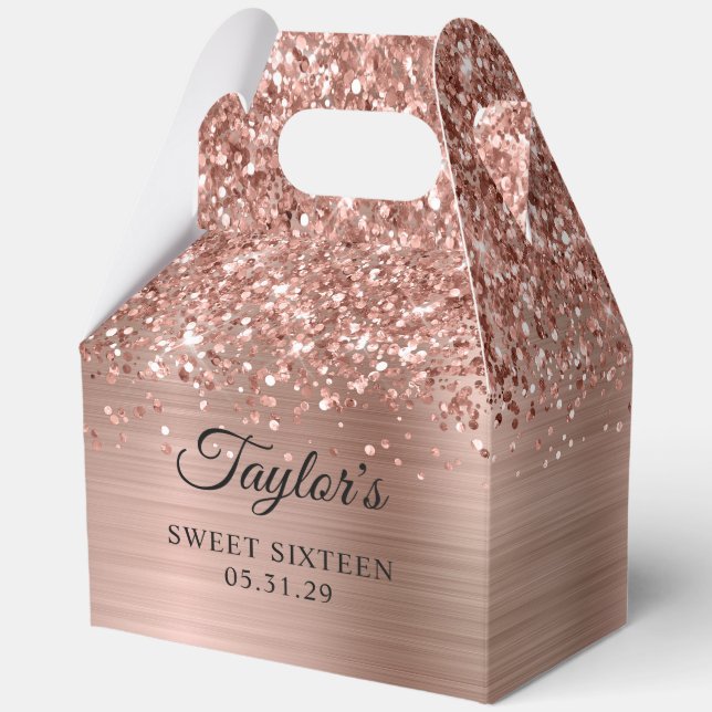 Glittery Rose Gold Glam 16 . Geburtstag Geschenkschachtel (Vorderseite)
