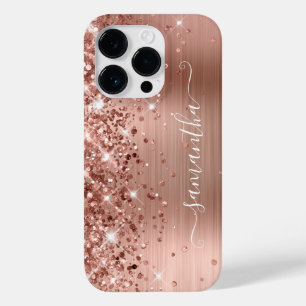 Glittery Rose Gold Glam Moderne Girly Signature Case-Mate iPhone 14 Pro Hülle