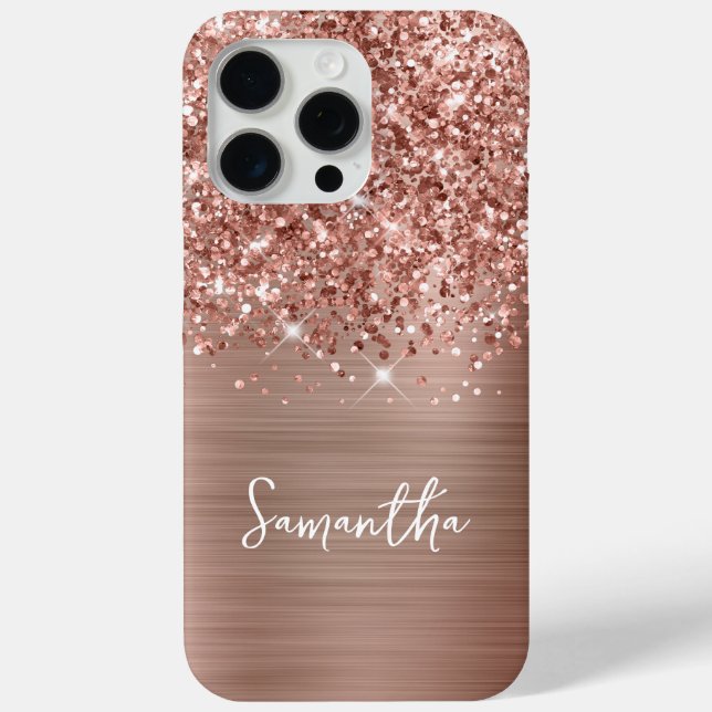 Glittery Rose Gold Glam Name Case-Mate iPhone Hülle (Rückseite)