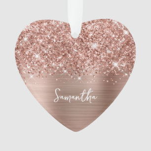 Glittery Rose Gold Glam Name Foto Ornament