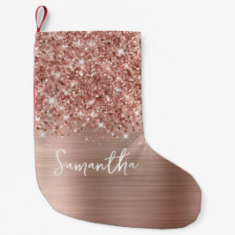 Glittery Rose Gold Glam Name Kleiner Weihnachtsstrumpf