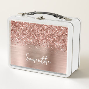 Glittery Rose Gold Glam Name Metall Brotdose