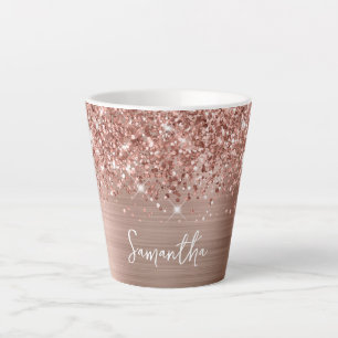 Glittery Rose Gold Glam Name Milchtasse