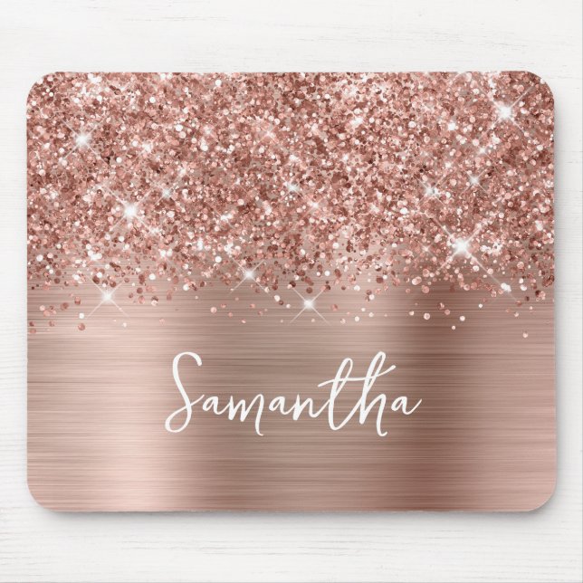 Glittery Rose Gold Glam Name Mousepad (Vorne)