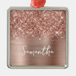 Glittery Rose Gold Glam Name Ornament Aus Metall