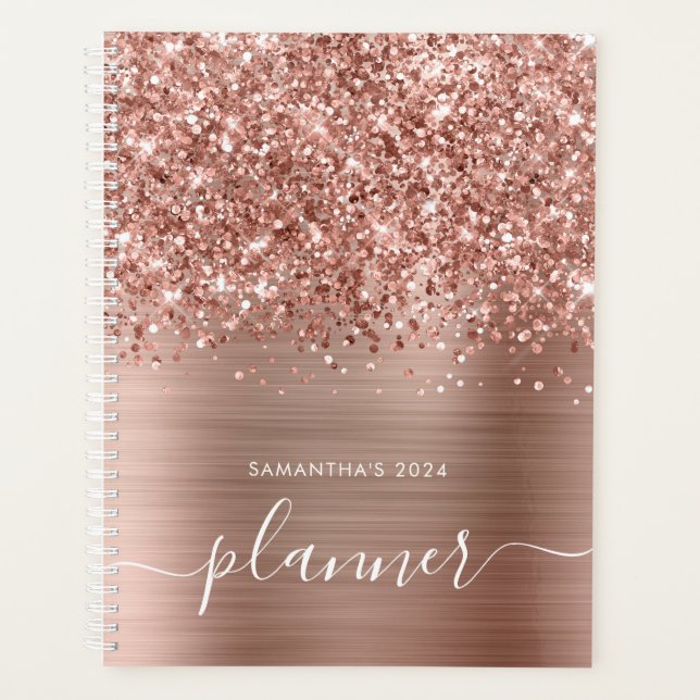 Glittery Rose Gold Glam Planer (Vorderseite)