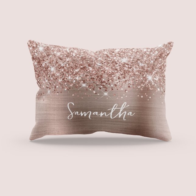 Glittery Rose Gold Glam Script Name Dekokissen (Glittery Rose Gold Glam Script Name Accent Pillow)
