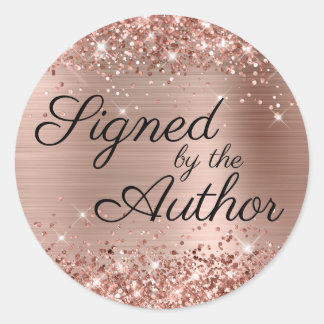 Glittery Rose Gold Glam Unterzeichnet durch den Au Runder Aufkleber