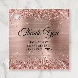 Glittery Rose Gold Monogram Sweet 16 Vielen Dank Geschenkanhänger