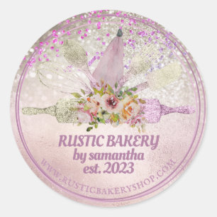 Glittery Rose Gold Walzen Button Whisky Blumenbäck Runder Aufkleber