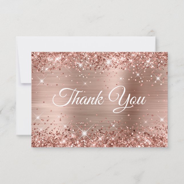 Glittery Rose Goldene Foil 40. Geburtstag Dankeskarte (Vorderseite)