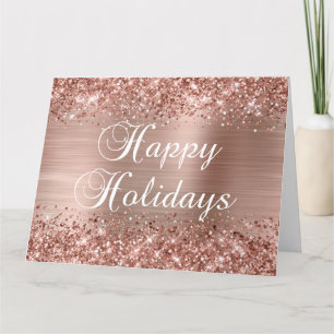 Glittery Rose Goldene Foil Große glückliche Ferien Karte