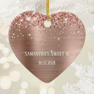 Glittery Rose Goldene Foil Personalisiert Süße 16 Keramik Ornament