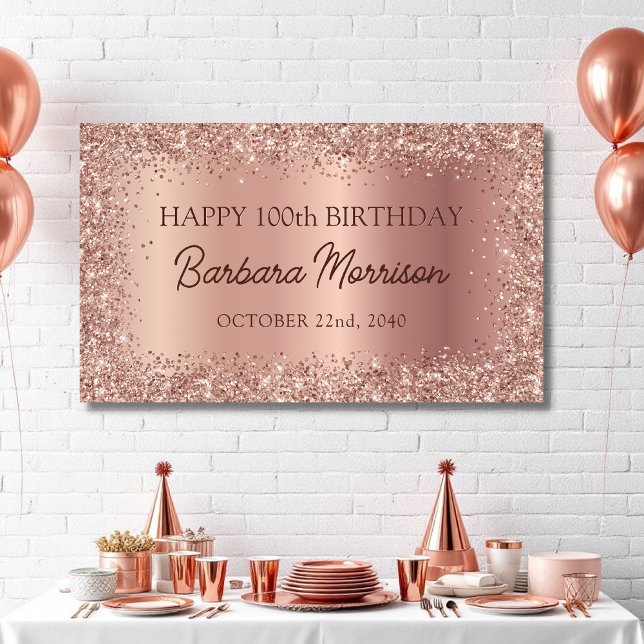 Glittery Rose Goldene Foil Sparkle 90. Geburtstag Banner (Von Creator hochgeladen)