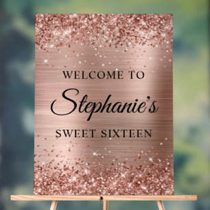 Glittery Rose Goldenen Foil 16 . Geburtstag Willko Acrylschild