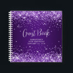 Glittery Royal Lila Ombre 50th Birthday Guest Notizbuch<br><div class="desc">Erstellen Sie Ihre eigene 50. Meilenstein Geburtstagsfeier Gästebuchdesign in einem leeren Notizbuch. Das Design hat mädchenhafte Imitate funkelnd lila getönten Glitzer auf einem königlichen lila Verlauf. Passen Sie die Stile des Schriftartes an, um Ihr eigenes Gästebuch ihres besonderen Anlasses zu erstellen. Die elegante Kalligraphie, gepaart mit einem All-Caps-Serif-Schriftart, kann individuell...</div>