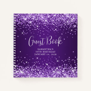 Glittery Royal Lila Ombre 50th Birthday Guest Notizbuch