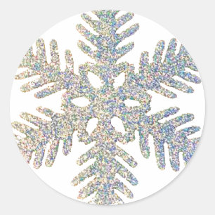Glittery Schneeflocke Runder Aufkleber