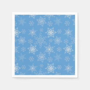 Glittery Schneeflocken mit blauem Hintergrund Serviette