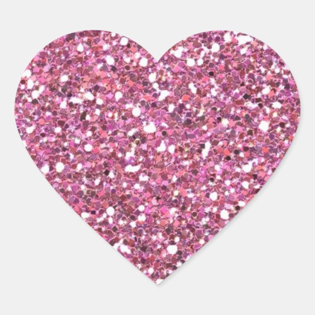 Glittery Shiny Pink Glitzer Herz-Aufkleber (Vorderseite)