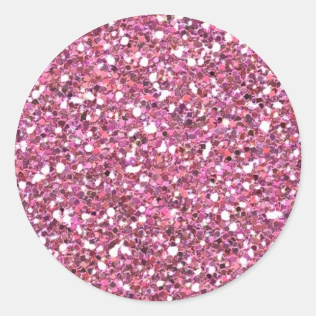 Glittery Shiny Pink Glitzer Runder Aufkleber (Vorderseite)