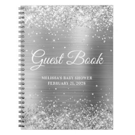 Glittery Silver Baby Showbook Notizblock