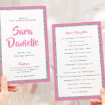 Glittery Silver Bat Mitzvah Pink Paper Program Flyer<br><div class="desc">Das Gewicht dieses Papiers ist perfekt für Ihr Programm. Es ist viel schwerer als Kopierpapier und eignet sich perfekt für Ihre Einwegprogramme. Verwenden Sie die Vorlage,  um Ihre Informationen auszufüllen. Mit der Funktion "Weitere Anpassung" können Sie den Schriftart (Größe,  Stil,  Farbe) ändern,  weitere Textzeilen hinzufügen oder das Textlayout ändern.</div>