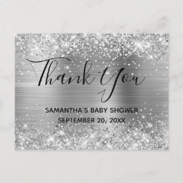 Glittery Silver Foil Baby Dusche Vielen Dank Postkarte