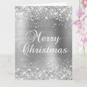 Glittery Silver Foil Big Frohe Weihnachten Karte