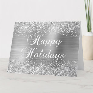 Glittery Silver Foil Big Happy Ferien Karte