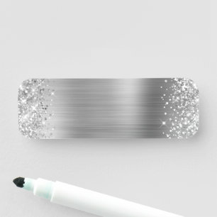 Glittery Silver Foil Blank Namensschild