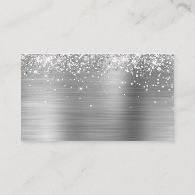 Glittery Silver Foil Blank Platzkarte (Rückseite)