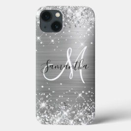 Glittery Silver Foil Elegantes Monogramm Case-Mate iPhone Hülle