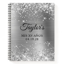 Glittery Silver Foil Mis XV Anos Guest