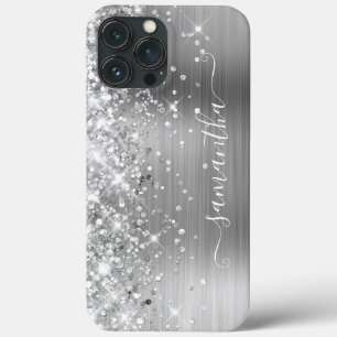 Glittery Silver Foil Modern Girl Signature Case-Mate iPhone Hülle