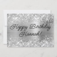 Glittery Silver Foil Modernes Glück Geburtstag