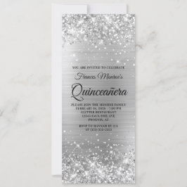 Glittery Silver Foil Quinceañera Einladung