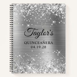 Glittery Silver Foil Quinceanera Guest Notizbuch