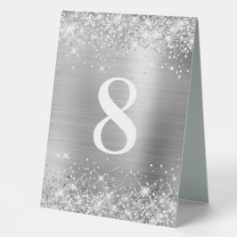 Glittery Silver Foil Wedding Number Tischaufsteller