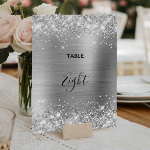 Glittery Silver Foil Wedding Tischnummer 12x18 Car