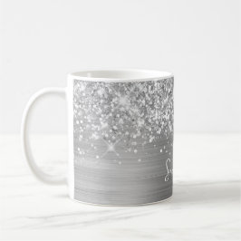 Glittery Silver Glam Name Kaffeetasse