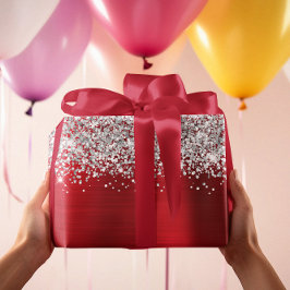 Glittery Silver Red Glam Geschenkpapier