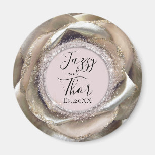Glittery Silver Rose Petals Personalisiert Magnet