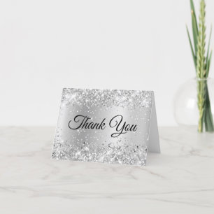 Glittery Silver Shimmer glänzend Vielen Dank Karte