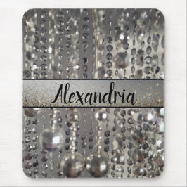 Glittery Silver Streichperlen Personalisiert Mousepad