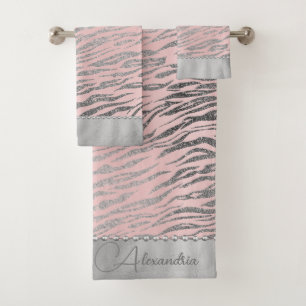 Glittery Silver Zebra Imprimer sur rose Personnali