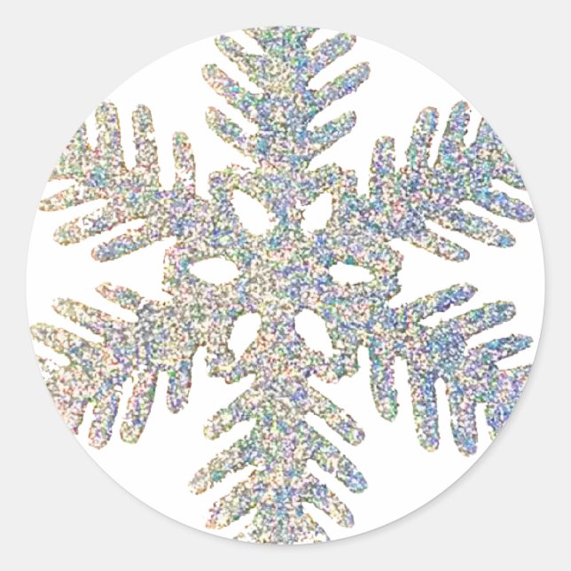 Glittery Snowflake Runder Aufkleber (Vorderseite)