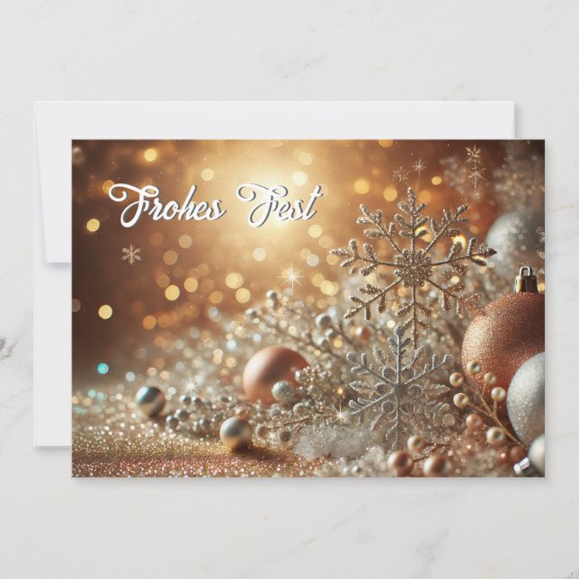 Glittery Snowflake with Elegant Background Feiertagskarte (Vorderseite)