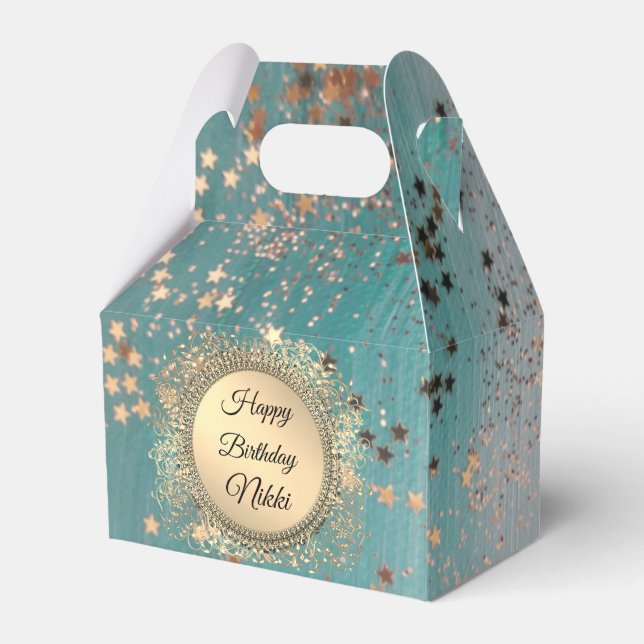 Glittery Stardust auf Blue Aquamarin Geschenkschachtel (Vorderseite)